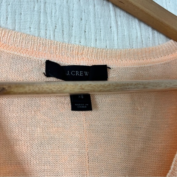J. Crew Open Sided V-neck Sweater Linen Peachy Orange - Size XS - Picture 4 of 5